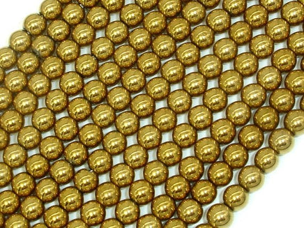 Hematite Beads-Gold, 6mm Round Beads-RainbowBeads
