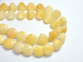 Yellow Jade Beads, Double Hole, 15mm Coin Beads-RainbowBeads