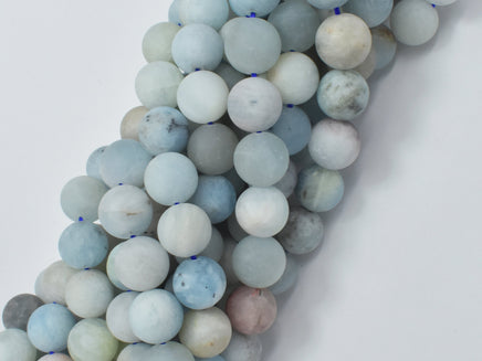Matte Aquamarine Beads, 10mm Round Beads-RainbowBeads