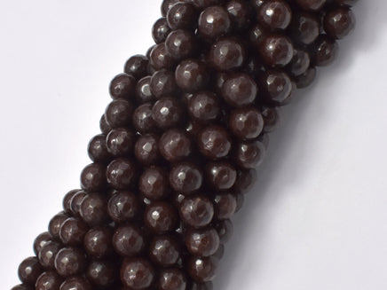 Jade Beads, Coffee, 8mm Faceted Round, 14.5 Inch-RainbowBeads