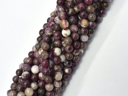 Plum Blossom Tourmaline, 6mm, Round-RainbowBeads