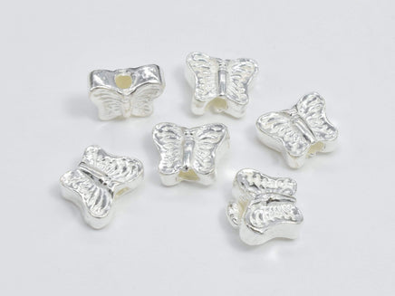 4pcs 925 Sterling Silver Beads, Butterfly Beads, 6x4.8mm, 2.6mm Thick-RainbowBeads