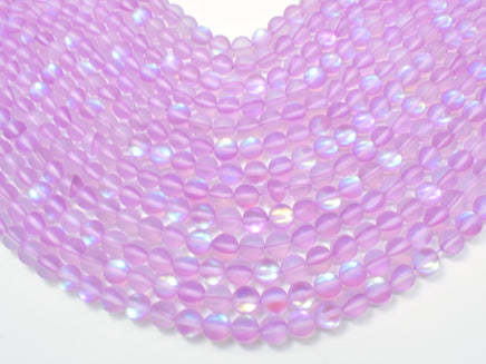 Matte Mystic Aura Quartz-Lavender, 6mm (6.5mm) Round-RainbowBeads