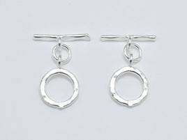 2sets 925 Sterling Silver Toggle Clasps, Loop 12mm (11.7mm), Bar 16mm-RainbowBeads