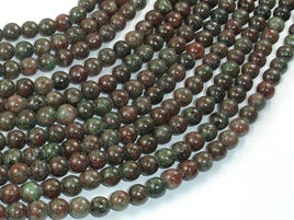 Red Green Garnet Beads, 6mm Round Beads-RainbowBeads
