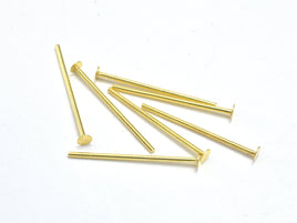 20pcs 24K Gold Vermeil Head Pin, 925 Sterling Silver Pin, 20mm-RainbowBeads