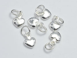 4pcs 925 Sterling Silver Charms, Heart Charms, 6mm-RainbowBeads