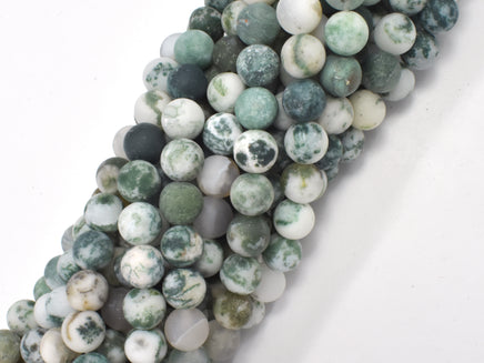 Matte Tree Agate Beads, 8mm Round Beads-RainbowBeads