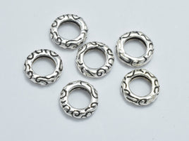 6pcs 925 Sterling Silver Ring-Antique Silver, 8mm-RainbowBeads