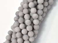 Matte Jade Beads-Gray, 8mm (8.4mm) Round-RainbowBeads