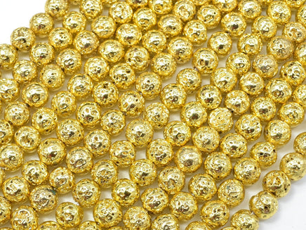 Lava-Gold Plated, 6mm (6.7mm) Round-RainbowBeads
