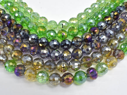 Crystal Glass Beads, 10mm Faceted Round Beads with AB, 7 Inch-RainbowBeads