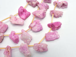 Raw Druzy Quartz Geode - Coated Pink, Approx. 15x20mm Nugget-RainbowBeads