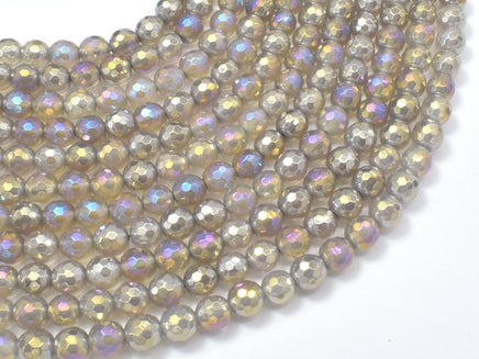Mystic Coated Gray Agate, 6mm Faceted Round-RainbowBeads