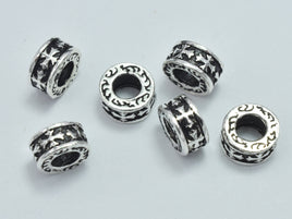4pcs 925 Sterling Silver Beads-Antique Silver, 5.7x3mm, Tube Beads, Big Hole Beads-RainbowBeads
