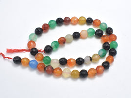 Agate Beads, Multi Color, 8mm Faceted Round-RainbowBeads