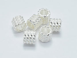 2pcs 925 Sterling Silver Beads, 6x5.8mm Tube Beads, Big Hole Tube Beads-RainbowBeads