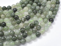 Green Rutilated Quartz Beads, 8mm Round Beads-RainbowBeads