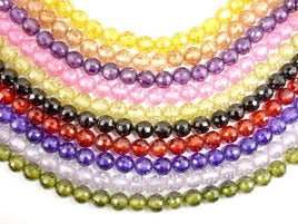 CZ beads, 6 mm Faceted Round-RainbowBeads