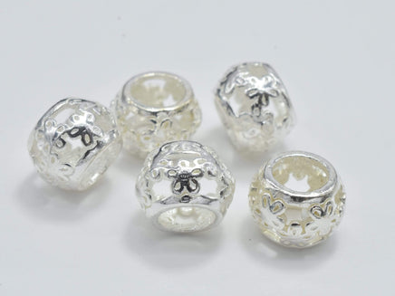 4pcs 925 Sterling Silver Beads, Filigree Drum Beads, Big Hole Spacer Beads, 7.5x5.5mm-RainbowBeads