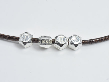 1pc 925 Sterling Silver Astrology Sign Beads, 7.8mm, Hexagon Beads, Zodiac Sign Beads, Big Hole 2.8mm-RainbowBeads