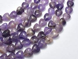 Amethyst 10mm Heart Beads, 15 Inch-RainbowBeads