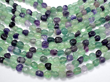 Fluorite Beads, Approx 8x10mm Nugget Beads, 15.5 Inch-RainbowBeads