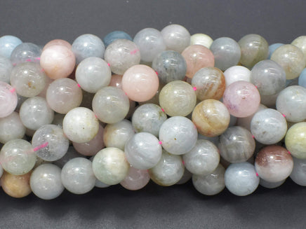 Beryl Beads, Morganite, Aquamarine, Heliodor, 10mm Round-RainbowBeads