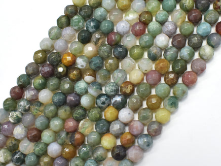 Indian Agate Beads, Fancy Jasper Beads, 6mm Faceted Round Beads-RainbowBeads