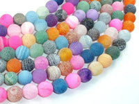 Frosted Matte Agate - Multi Color, 10 mm Round Beads-RainbowBeads