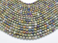 Mystic Coated Indian Agate, Fancy Jasper, 6mm (6.5 mm) Faceted, AB Coated-RainbowBeads