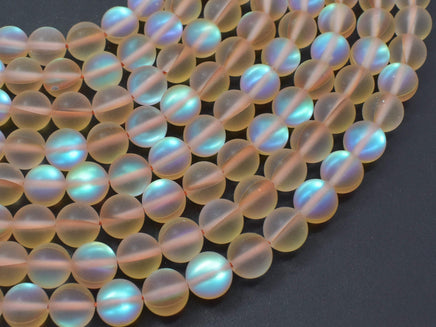 Matte Mystic Aura Quartz-Champagne, 8mm (8.5mm) Round-RainbowBeads