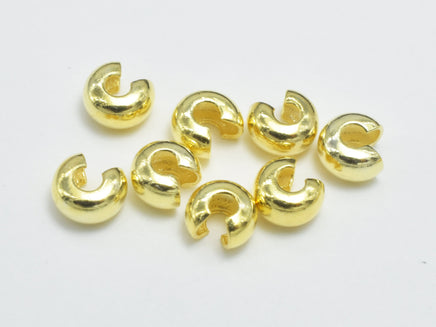20pcs 24K Gold Vermeil Crimp Cover, 925 Sterling Silver Crimp Cover Beads, 3mm-RainbowBeads