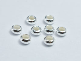 20pcs 925 Sterling Silver Rondelle 4mm Spacer Beads, Crimp Beads-RainbowBeads