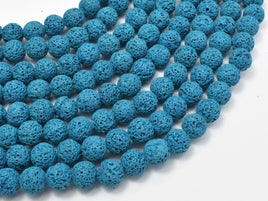 Blue Lava Beads, 8mm (8.6mm) Round Beads-RainbowBeads