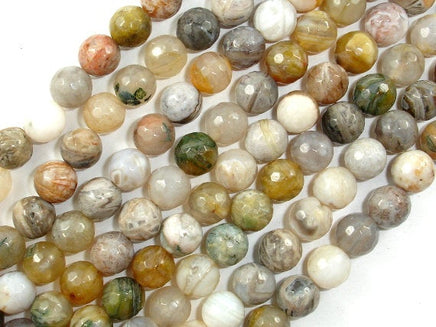 Bamboo Leaf Agate Beads, Faceted Round, 8mm-RainbowBeads