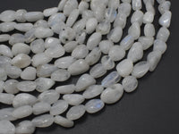 White Moonstone, 6x8mm Nugget Beads, 15.5 Inch-RainbowBeads