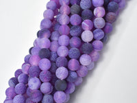 Frosted Matte Agate Beads- Purple, 7.8mm, Round Beads-RainbowBeads