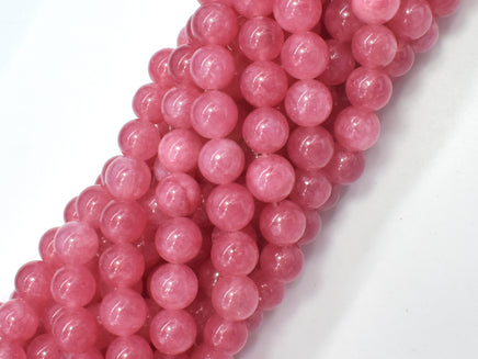 Jade Beads-Rose Pink, 8mm Round Beads-RainbowBeads