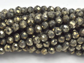 Pyrite Beads, 3mm Micro Faceted Round-RainbowBeads