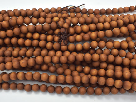 Matte Sandalwood Beads, 8mm Round, 35 Inch-RainbowBeads