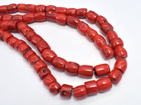 Red Bamboo Coral Beads,11-12mm Tube Beads-RainbowBeads