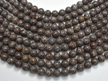 Brown Snowflake Obsidian Beads, Round, 10mm-RainbowBeads