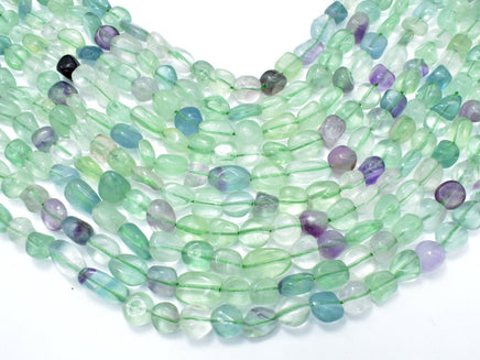 Fluorite Beads, Approx 6x8mm Nugget Beads-RainbowBeads