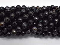 Banded Agate, Striped Agate, Black, 8mm Round-RainbowBeads