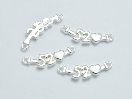 1pc 925 Sterling Silver Connector, Heart Connector, 21x6mm-RainbowBeads
