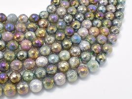 Mystic Coated Indian Agate, Fancy Jasper, 8mm (8.3mm) Faceted Round, AB Coated-RainbowBeads