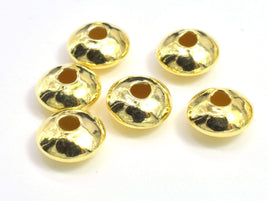 10pcs 24K Gold Vermeil Spacers, 925 Sterling Silver Beads, 6x3mm Saucer Beads-RainbowBeads