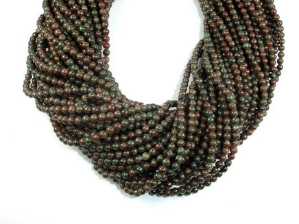 Red Green Garnet Beads, 4mm Round Beads-RainbowBeads