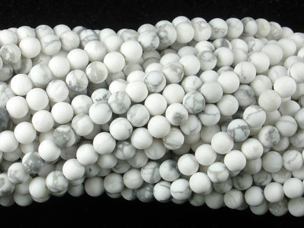 Matte White Howlite Beads, Round, 4mm (4.8mm)-RainbowBeads